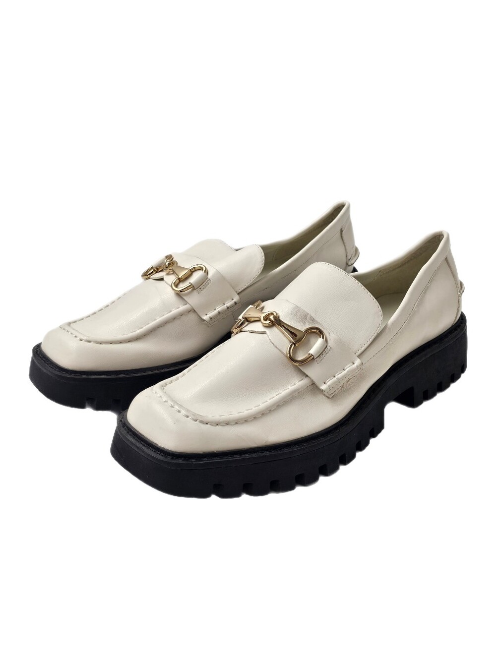 Open Edit Heather Platform Bit Loafers Ivory White Lug Sole Womens 9M